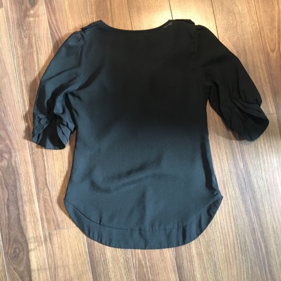 Black Blouse with Gold Buttons 3/4 Length Sleeves - Picture 4 of 5